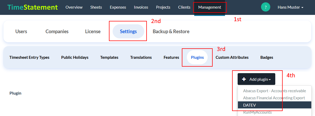 DATEV Interface Activation