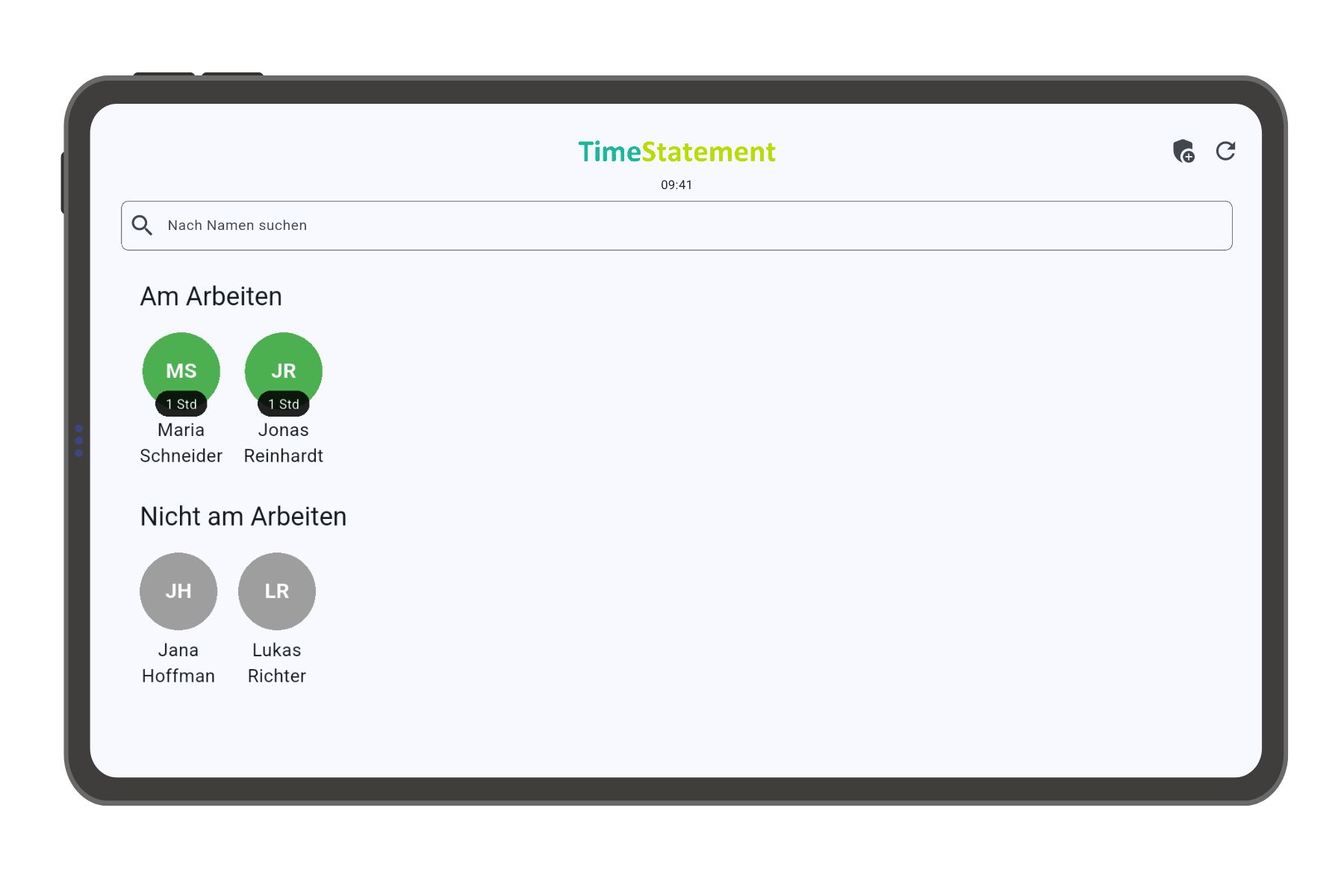 Terminal tablette de pointage avec badge dans TimeStatement